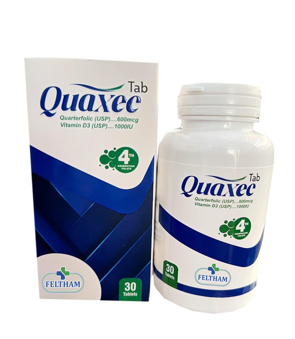 Quaxec Tablets – Folate 600mcg + Vitamin D3 (30 Tablets)