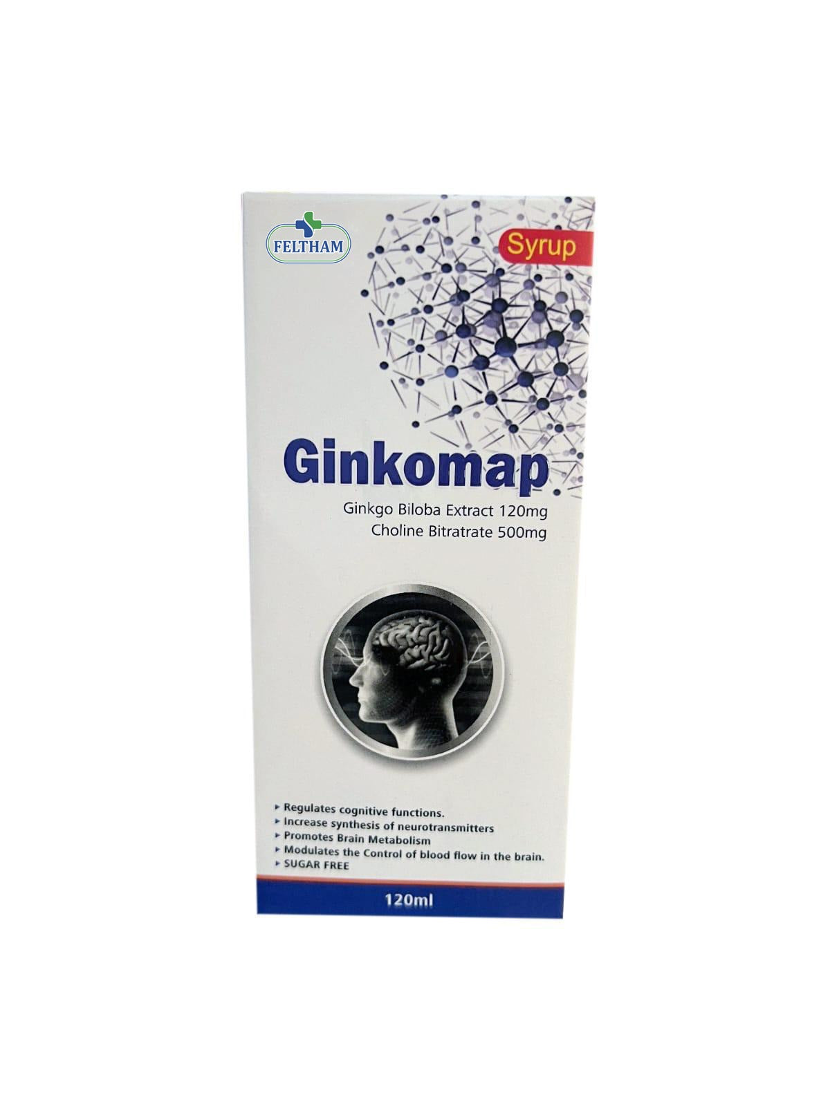 Ginkomap Syrup – Ginkgo Biloba & Choline Brain Support (120ml)