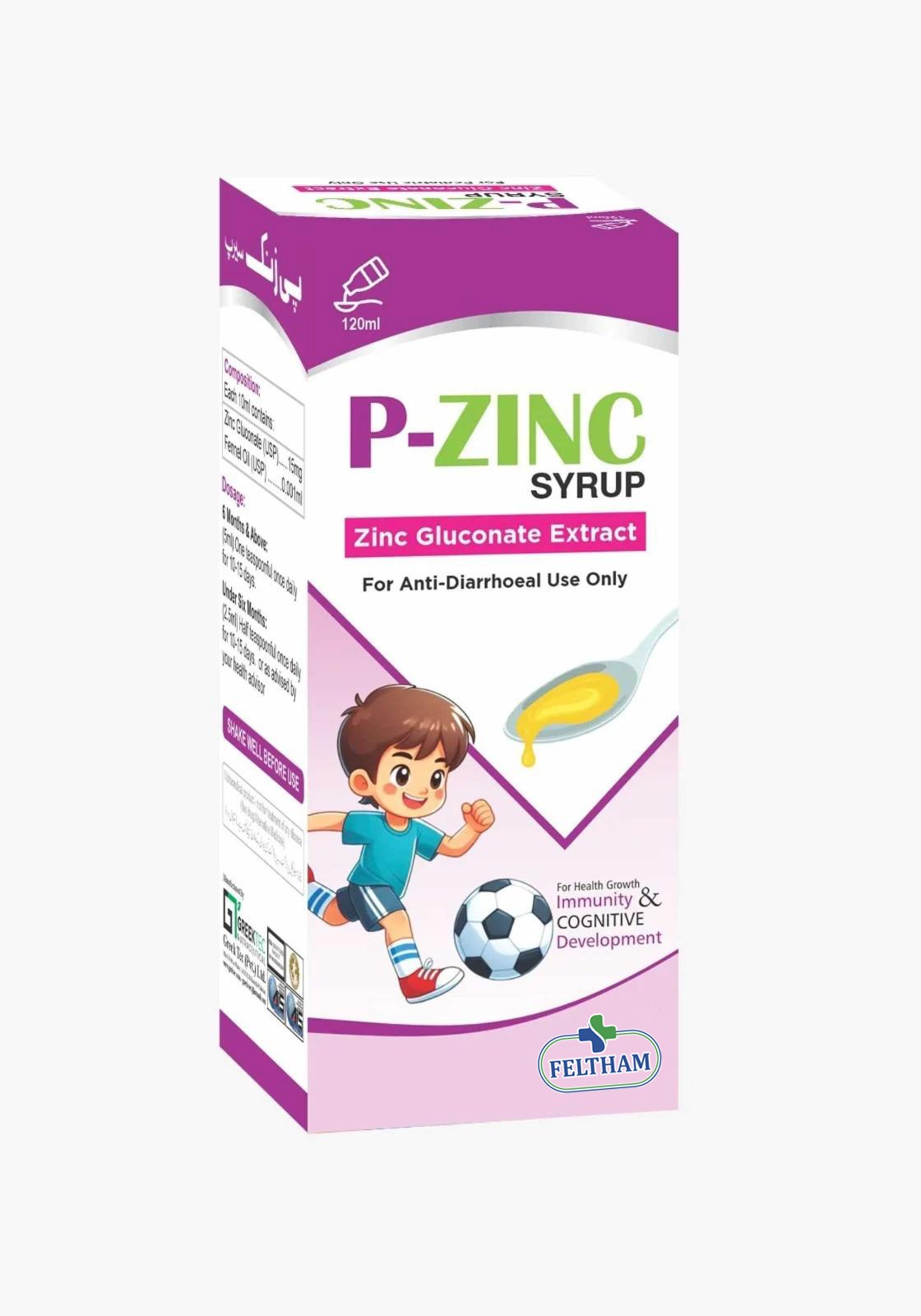 P-Zinc Syrup – Zinc Gluconate for Diarrhea & Immunity (120ml)